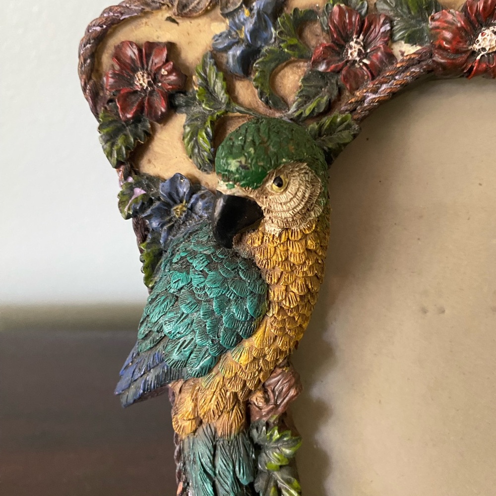 Ornate Floral Parrot Bird Picture Frame - Picture 2 of 3